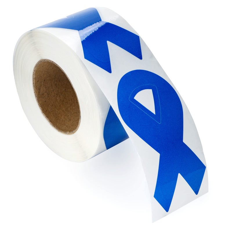 Fundraising For A Cause 250 Dark Blue Ribbon Shaped Stickers â€“ Dark Blue Awareness Stickers for Colon Cancer, Child Abuse, Rectal Cancer & Huntingtonâ€™s Disease Awareness - Image 3